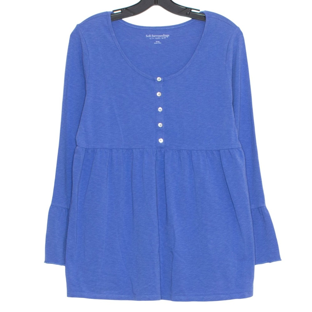 Soft Surroundings Top Bell Sleeve Peplum Boho Feminine Cottage Romantic Small